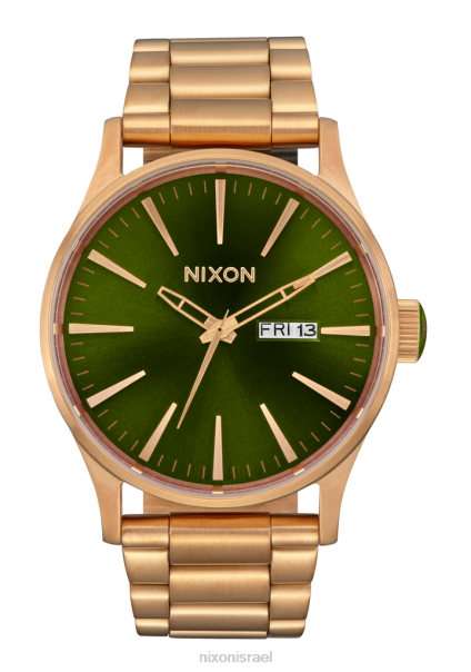 זקיף נירוסטה Nixon קרן שמש זהב/ירוק 60ZP3 שעון