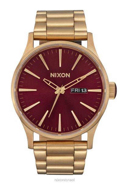 זקיף נירוסטה Nixon קרן שמש/זהב oxblood 60ZP14 שעון